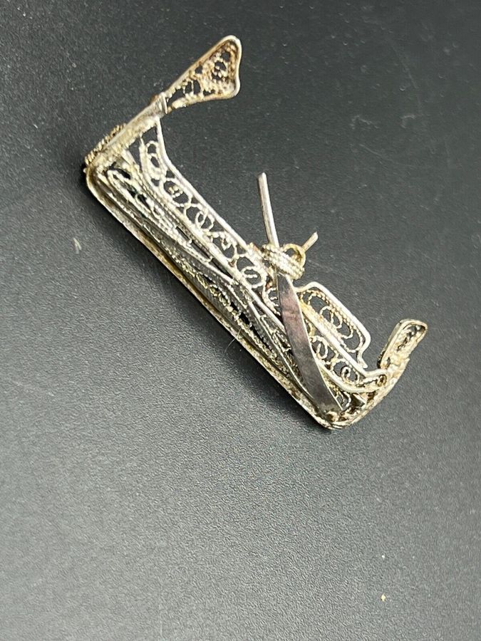 Antique Vintage Silver Venetian Boat Gondola Filigree