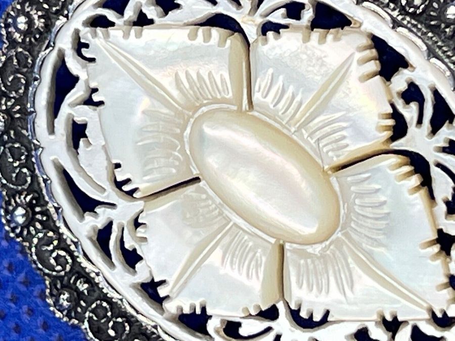 Antique Antique Victorian 935 Silver Brooch Superb Mother of Pearl Fine Carving Hallmark