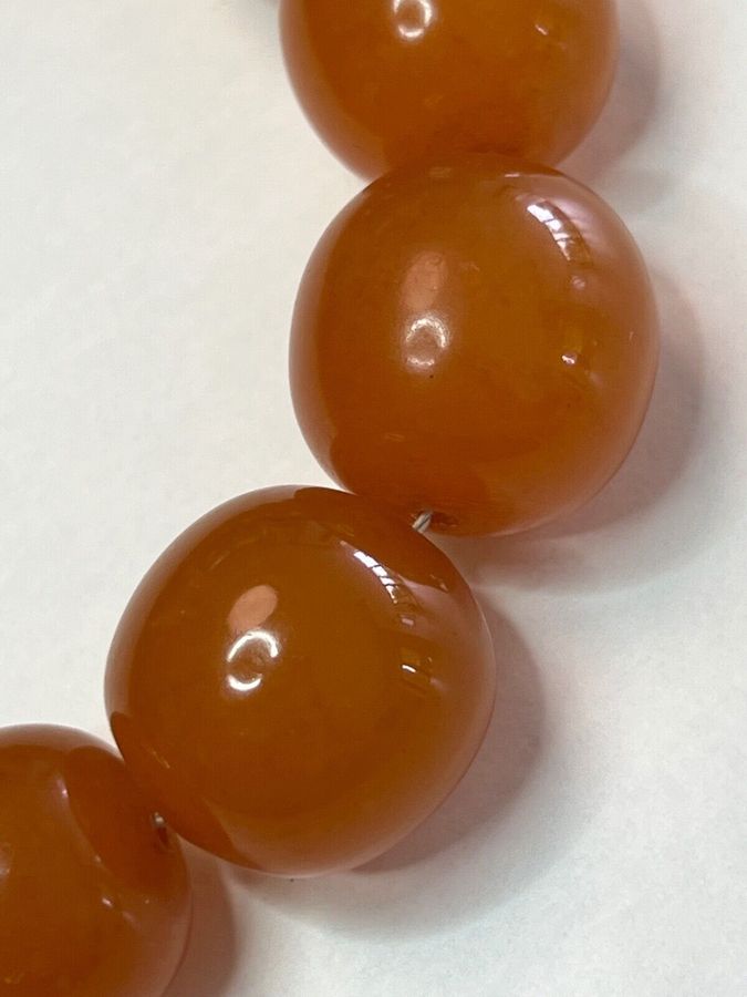 Antique Copal Amber Necklace Graduated Beads Screw Clasp