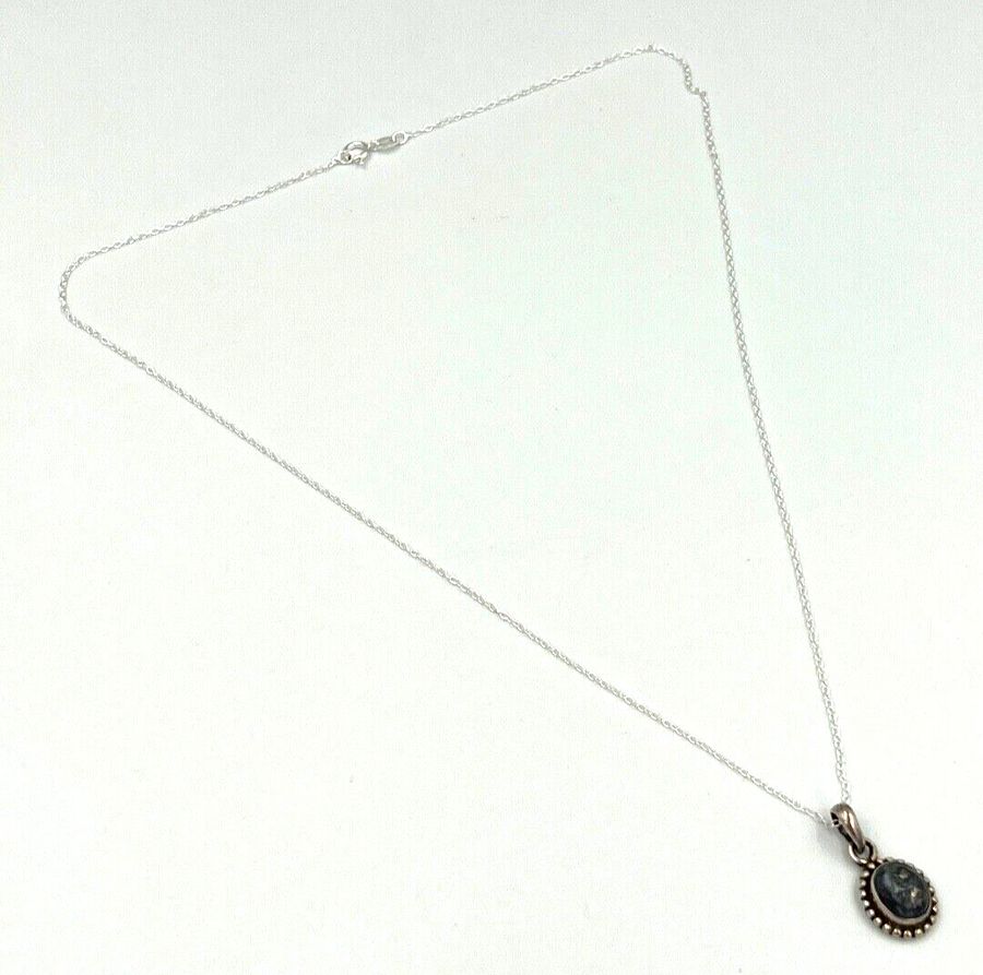 Antique Antique Lapis Lazuli Pendant Hallmarked Set in Silver on a Silver Chain