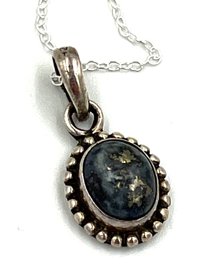 Antique Antique Lapis Lazuli Pendant Hallmarked Set in Silver on a Silver Chain