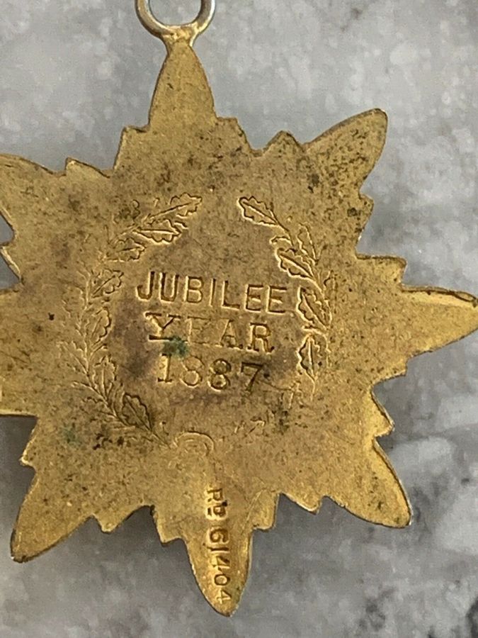 Antique Antique Victorian 1887 Jubilee Pendant Medal Gilt