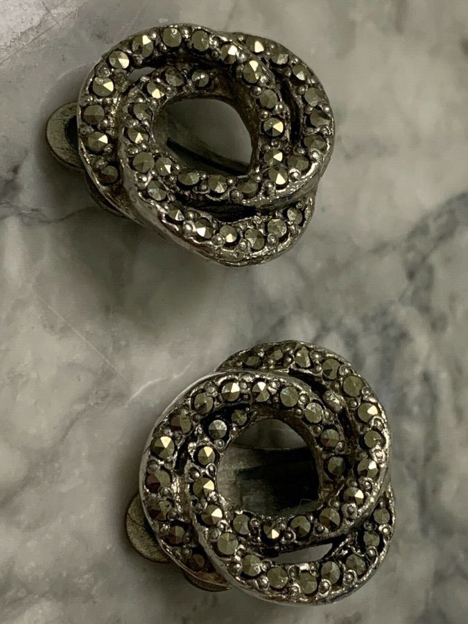 Antique Vintage Art Deco Marcasite Earrings