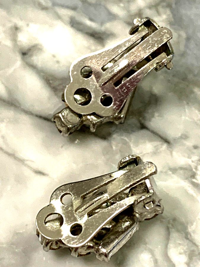 Antique Antique  Art Deco Diamante Clip On Earrings