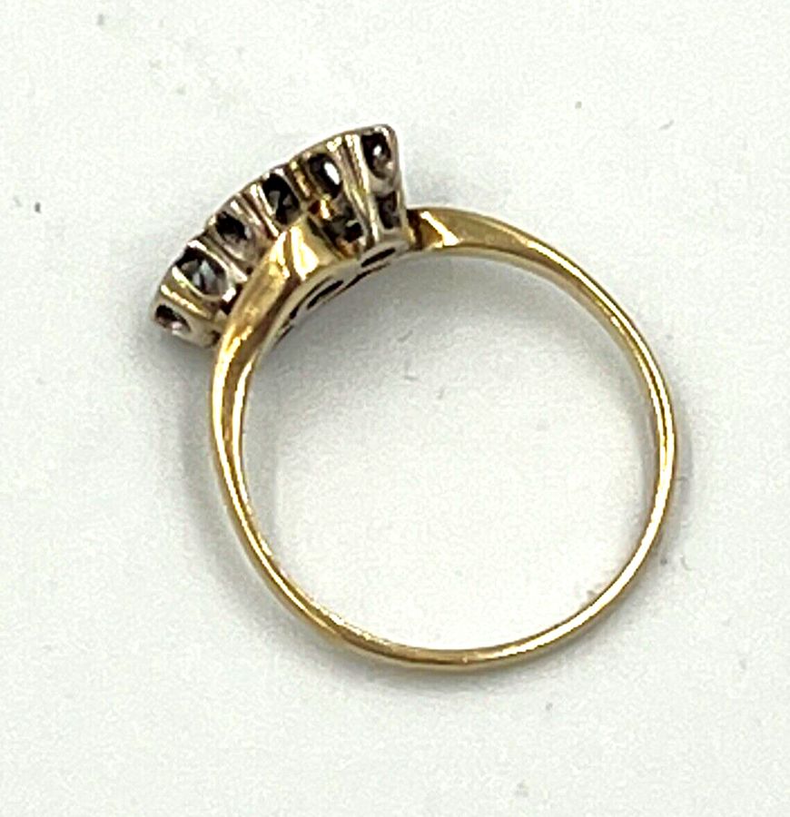 Antique 9CT Gold and diamond ring Hallmarked Set with 3 Diamonds Size K