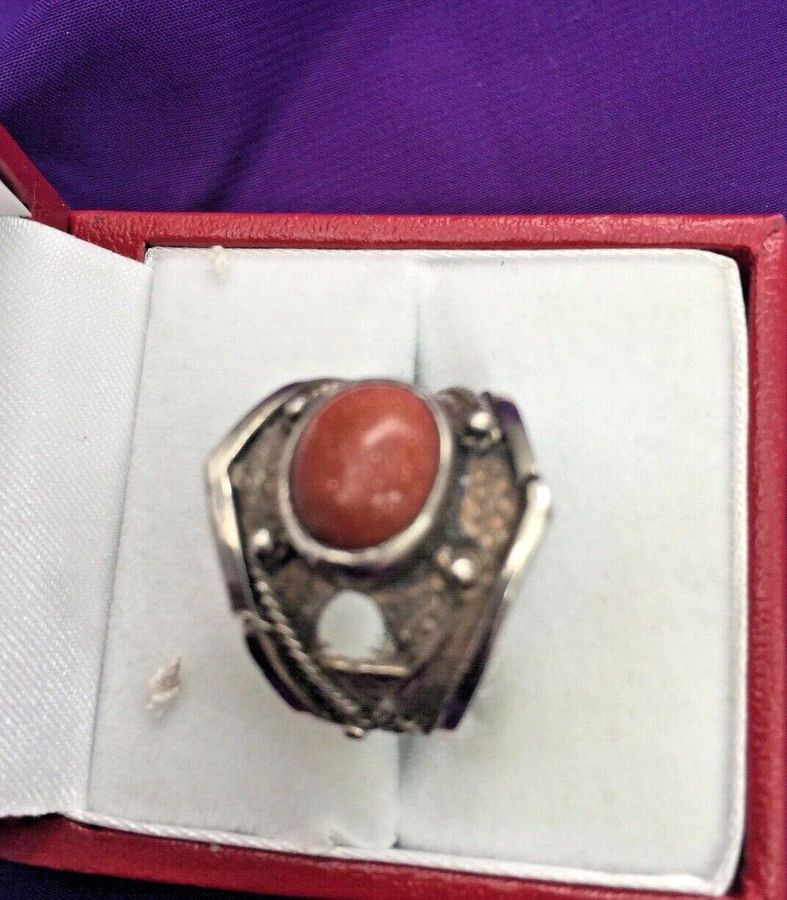 Antique Silver sterling Ring 925 set with stone size N