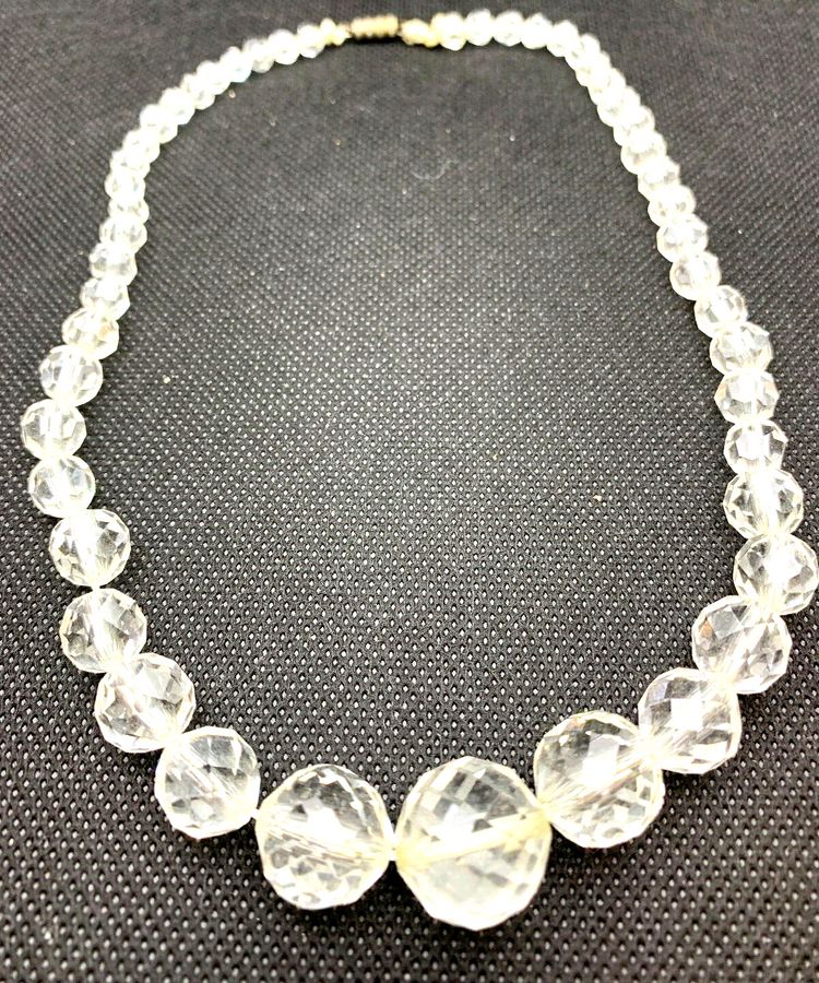 Antique Antique Art Deco Rock Crystal Necklace Graduated and Faceted