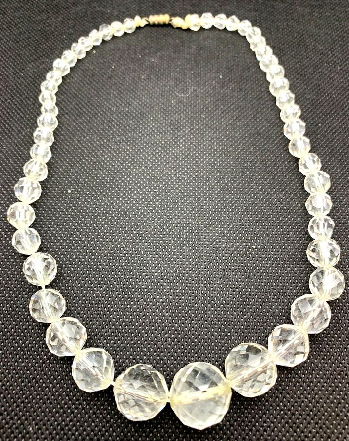 Antique Antique Art Deco Rock Crystal Necklace Graduated and Faceted