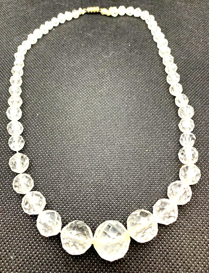 Antique Antique Art Deco Rock Crystal Necklace Graduated and Faceted