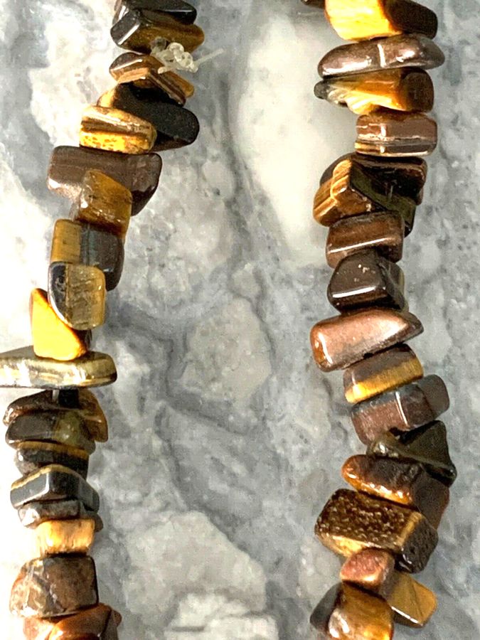 Antique Antique Extra Long Flapper Art Deco Polished Natural Tiger Eye Necklace