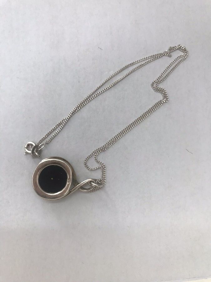 Antique Sterling Silver Pendant with Silver Chain