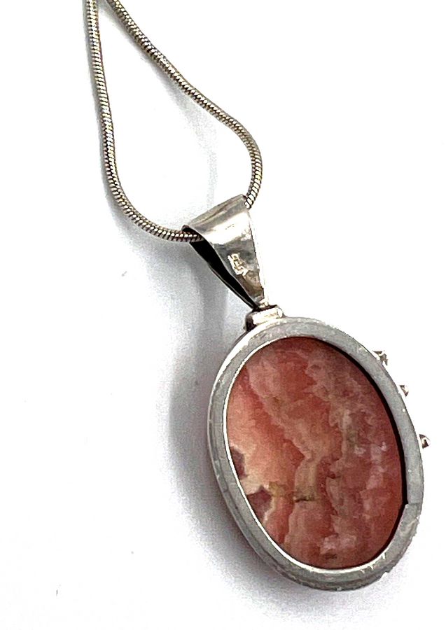 Antique Solid 925 Silver & Natural Agate Cabochon Pendant Vintage on  925 Snake Chain