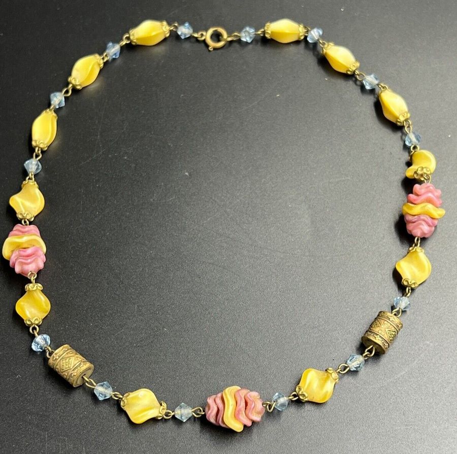 Antique Czech Bead Choker Necklace Antique Unusual Large Beads are several beads togethe