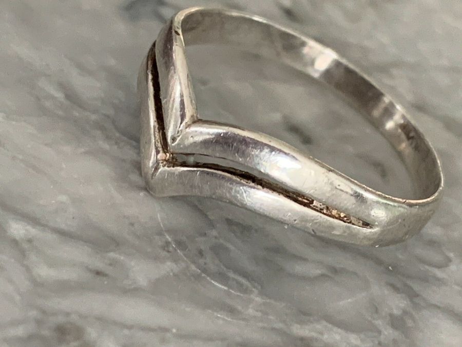 Antique Vintage Art Deco Solid Silver Wishbone Ring  Size R 12 Hallmarked