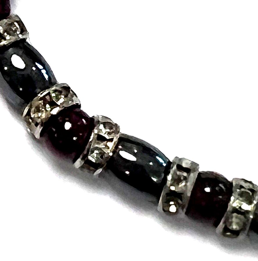 Antique Antique Art Deco Hematite and Amethyst Choker Necklace