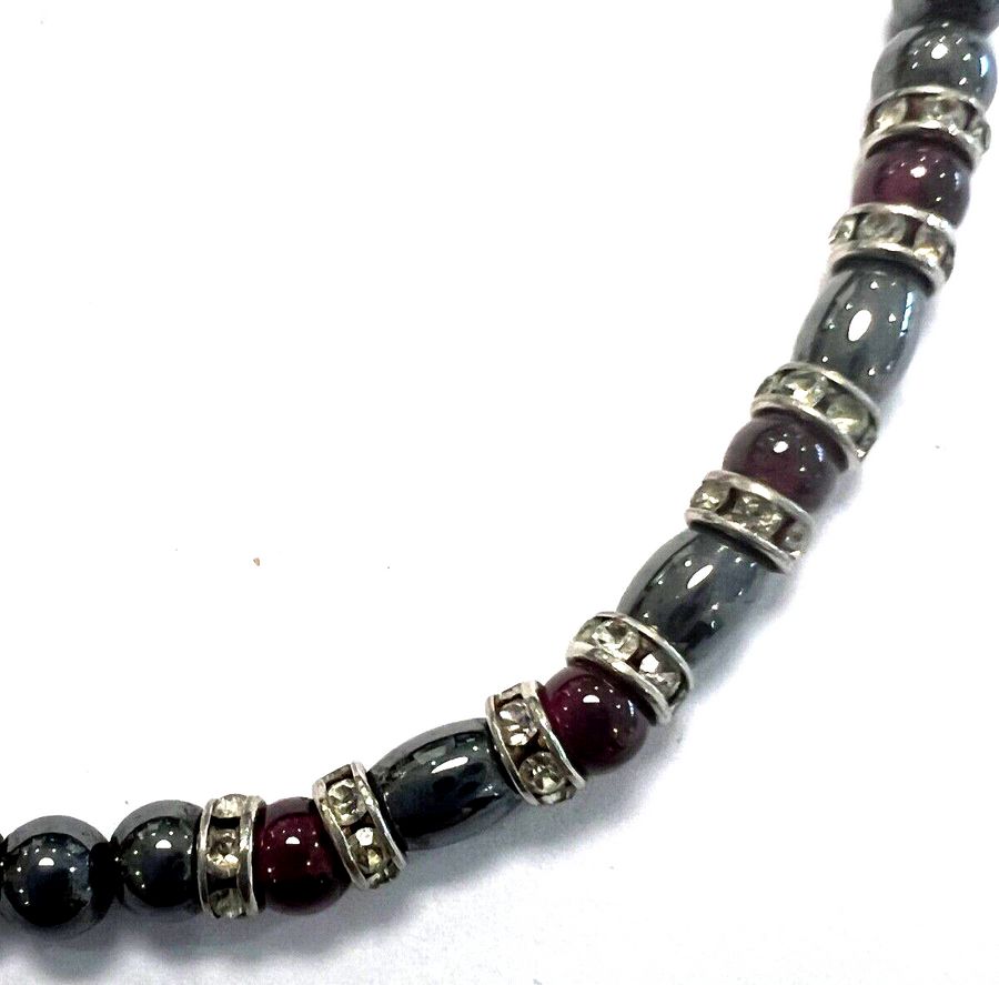 Antique Antique Art Deco Hematite and Amethyst Choker Necklace