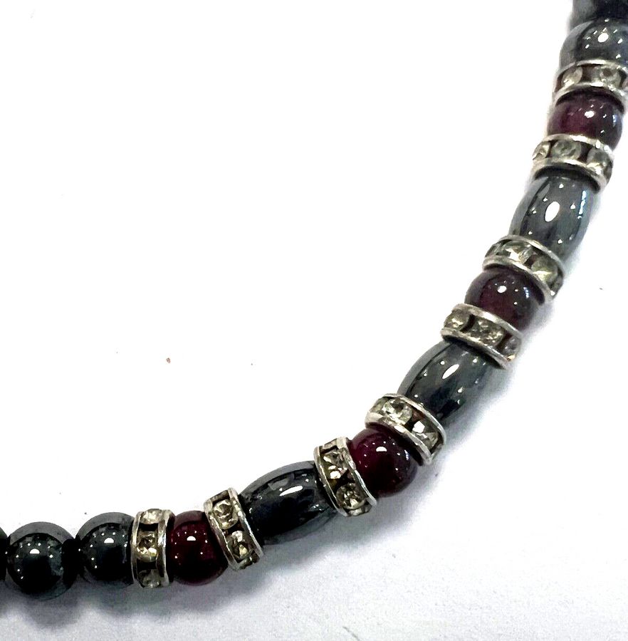 Antique Antique Art Deco Hematite and Amethyst Choker Necklace