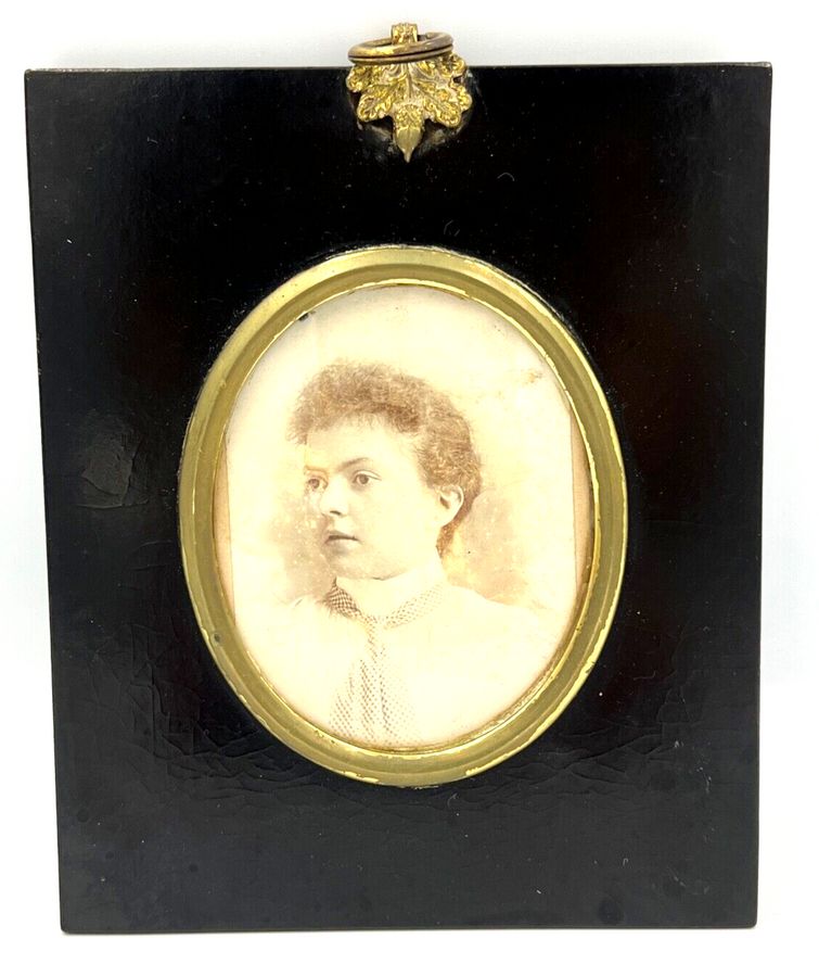 Antique 19th Century Miniature Portrait Photographic Print  Ebonised Frame