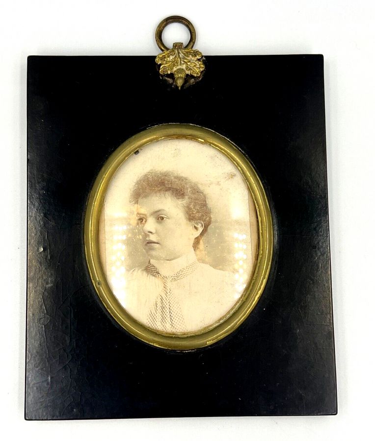 Antique Antique 19th Century Miniature Portrait Photographic Print  Ebonised Frame