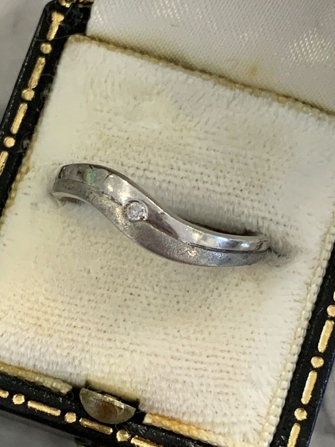 Antique Vintage Solid Silver Hallmarked Ring Set with Tiny Sapphire  Size P