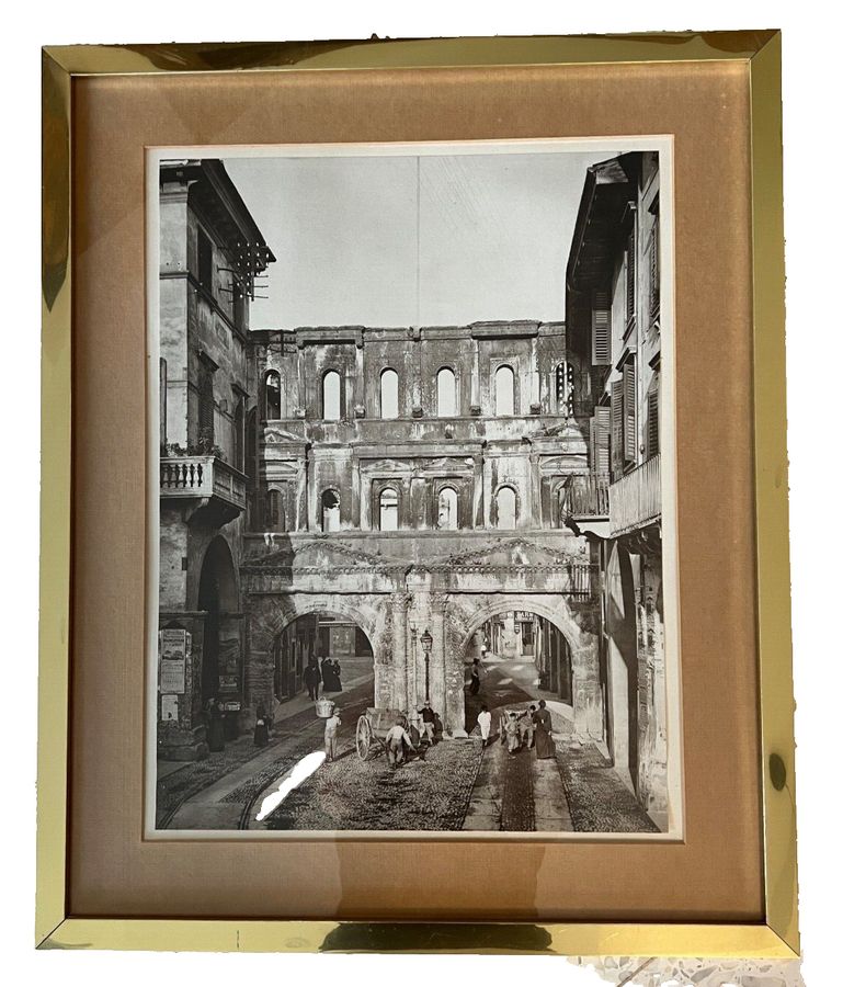 Antique Lithograph GIACOMO BROGI Photographic Print Italian Vintage Framed in Brass No 2