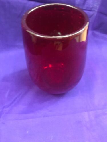 Antique Vintage Whitefriars William Wilson Ruby 9354 Controlled Bubble Vase Barrel Shape