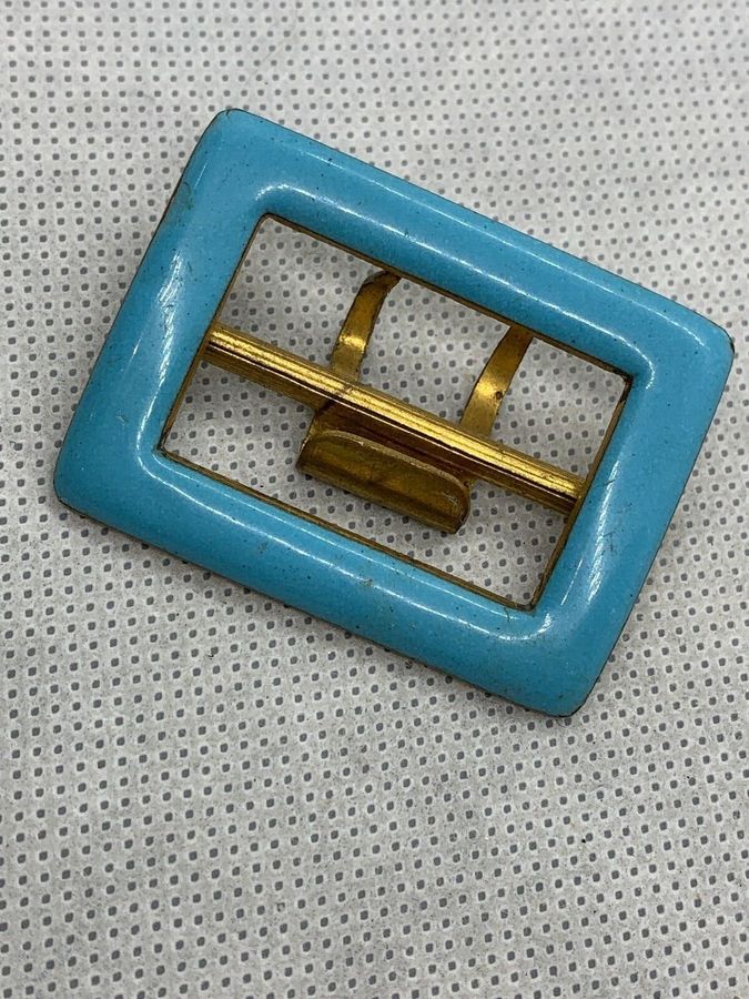 Antique Antique Victorian Turquoise Enamelled Square  Buckle