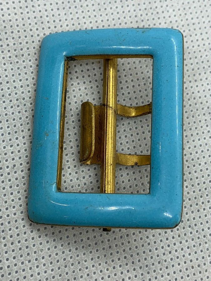 Antique Antique Victorian Turquoise Enamelled Square  Buckle