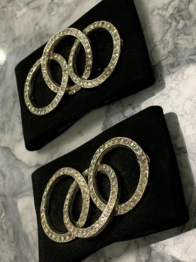 Antique Antique Vintage Pair of Uniform Epaulettes Depicting 3  Diamante Circles