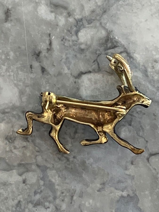 Antique Vintage Art Deco  Stag Brooch Pin