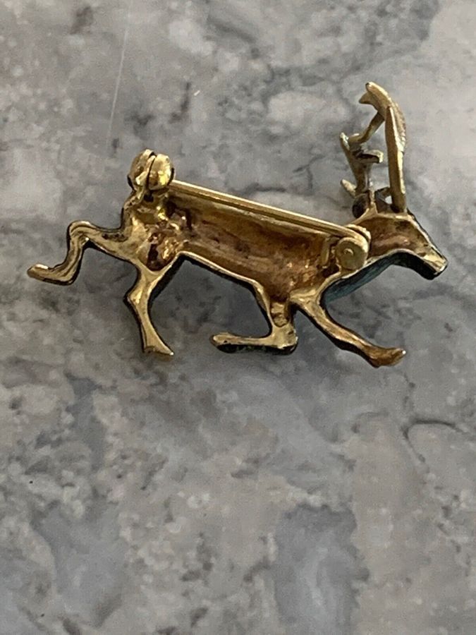 Antique Vintage Art Deco  Stag Brooch Pin