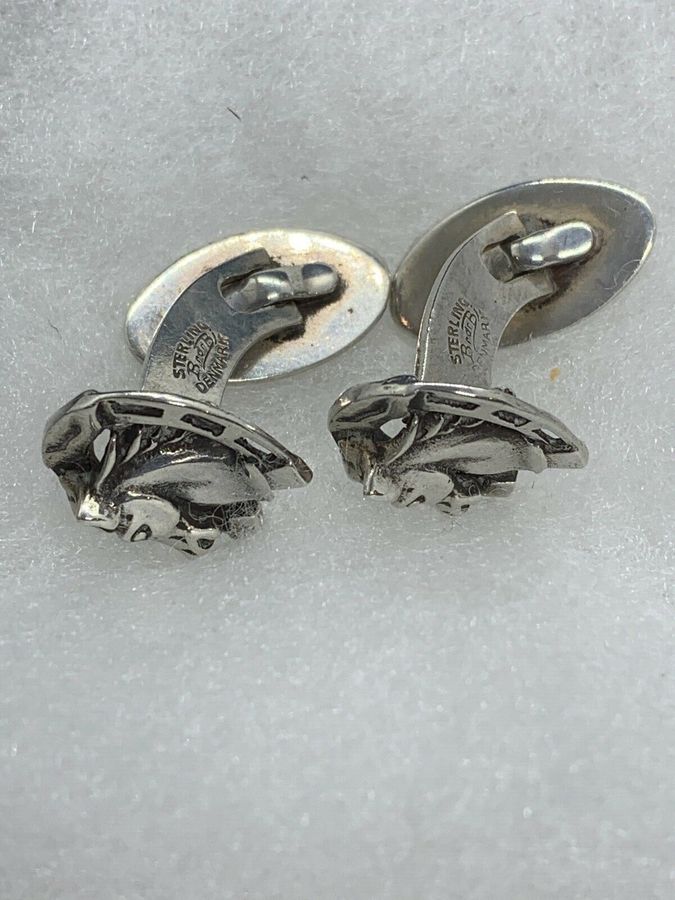 Antique Solid Silver Horse and Horseshoe cufflinks