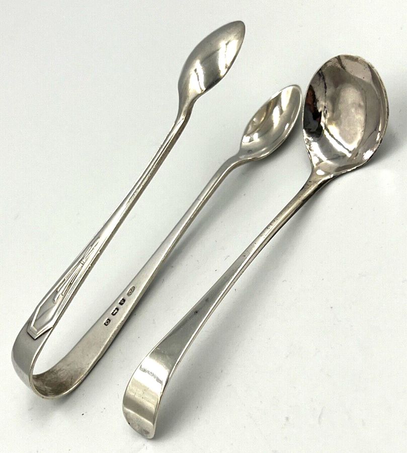 Antique Antique William IV Silver Cream Ladle London 1830 Pair Silver Sugar Tongs