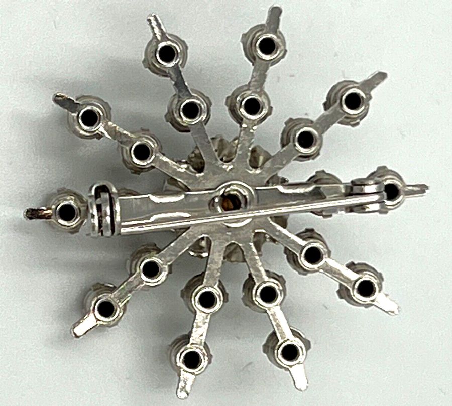 Antique Vintage Brooch Set with Czech Clear Stones in the form of a snowflake