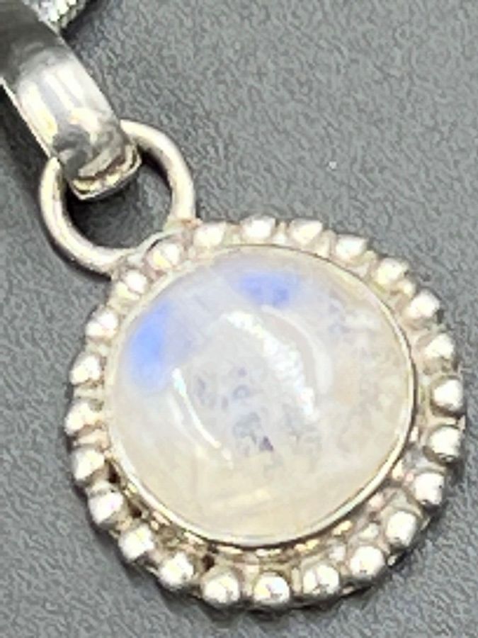 Antique Vintage Art Deco Moonstone Pendant Solid Silver on Solid Silver Chain