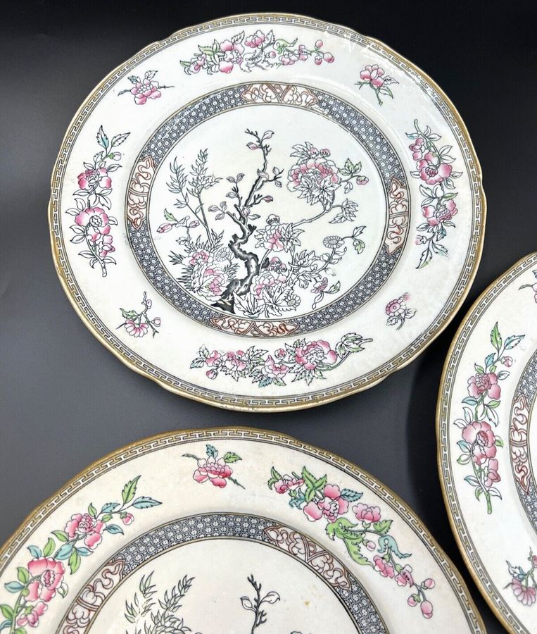 Antique Antique Minton 'India Tree' Plates x 3  Circa 1840 Tree of Life