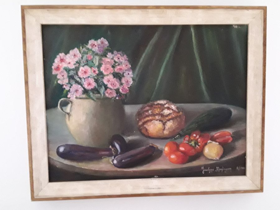 Framed still life by French artist Jocelyne Montagnon