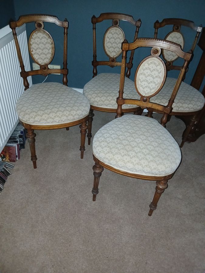 Antique 4 walnut salon chairs Gillows Lancaster