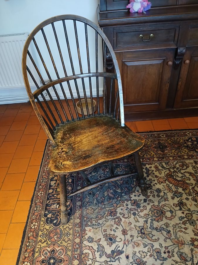 Antique 2 19th Century Elm and Ash Windsor Chairs