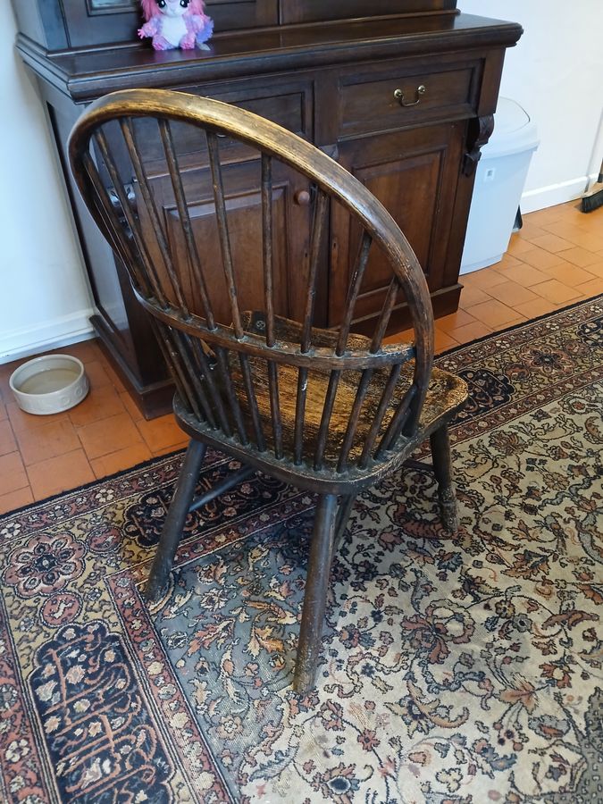 Antique 2 19th Century Elm and Ash Windsor Chairs