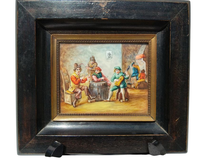 Antique Miniature oil painting, signed, in the style of 17th century, exceptional quality