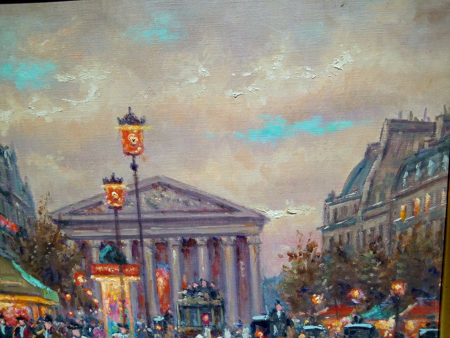 Antique André BOYER (1909-1981), An evening in the Madeleine square in Paris, oil on canvas signed, CIRCA 1970, Paris school 