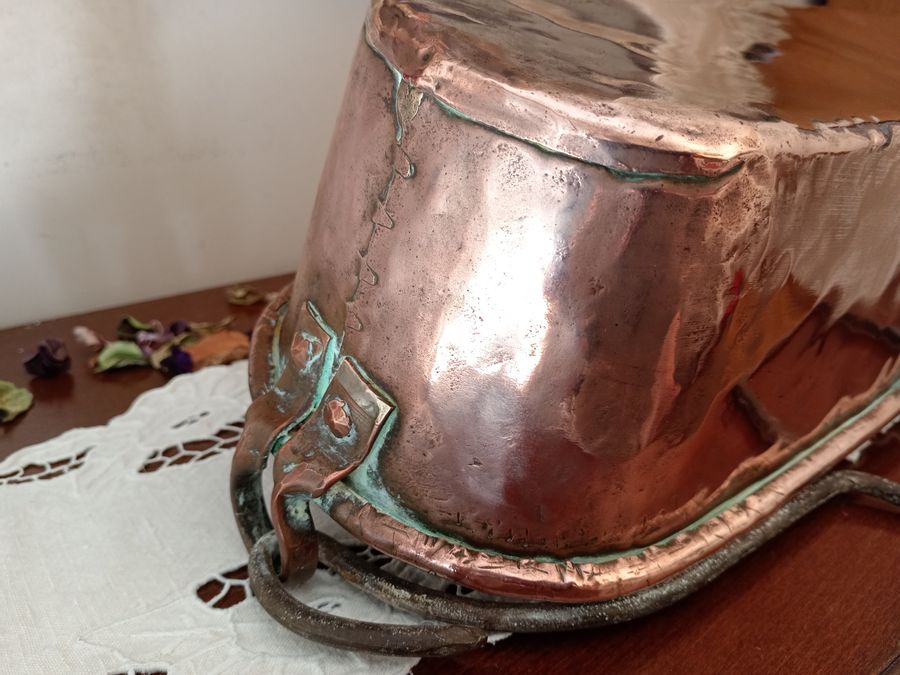 Antique Large antique handmade solid copper fish bowl, 19th 