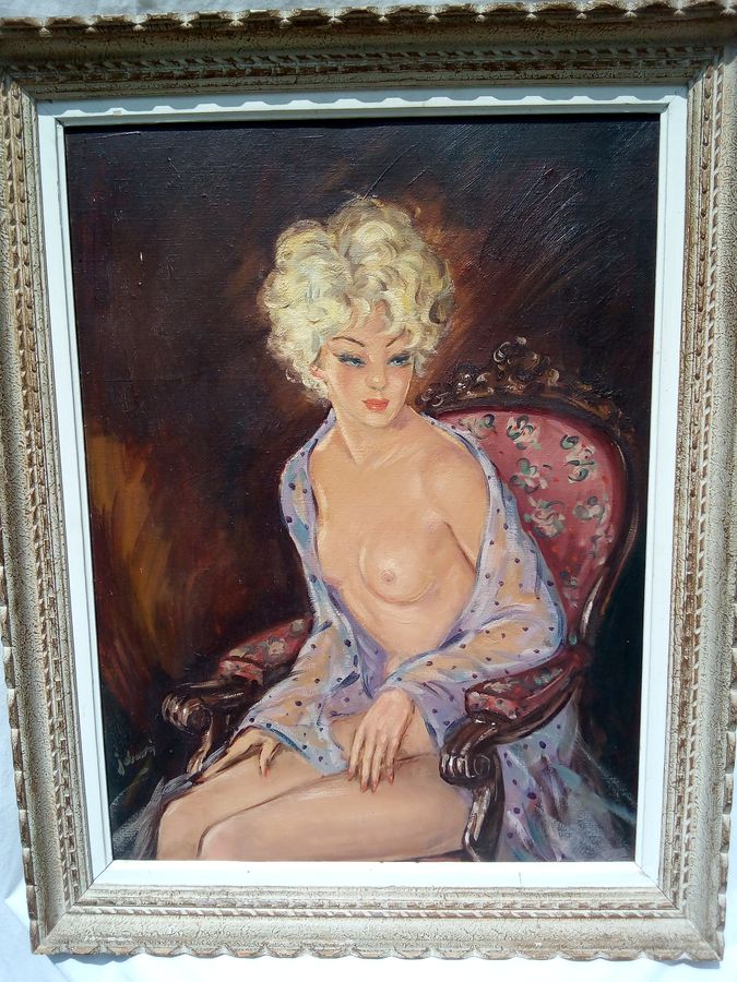 Oil painting on canvas, signed, 20th, style of Jean Gabriel Domergue