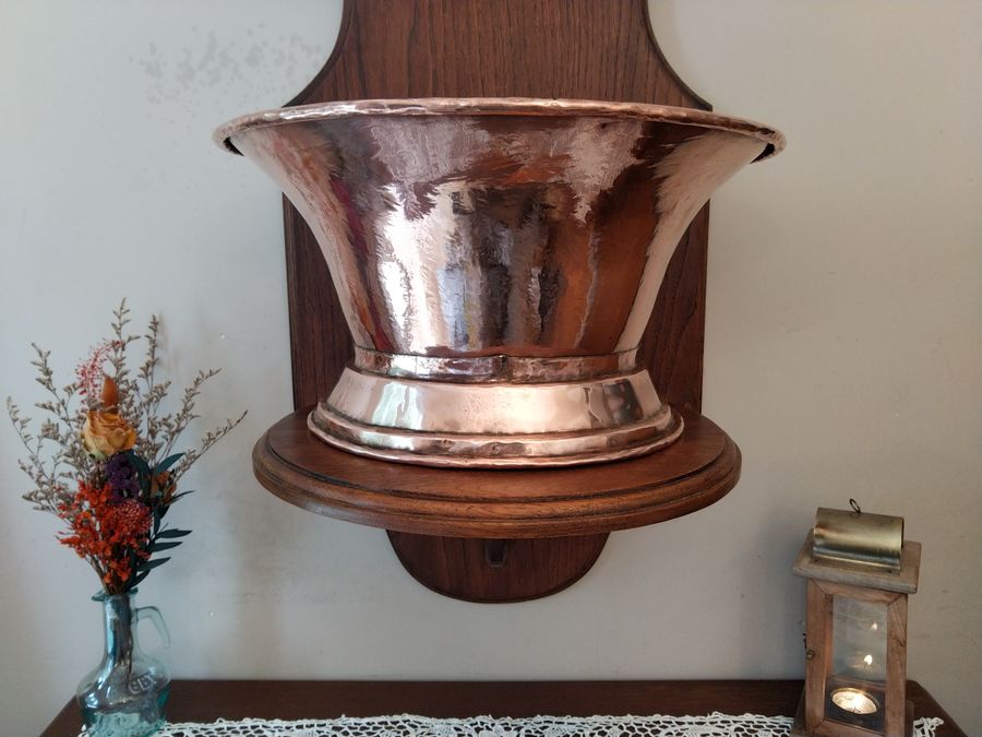 Antique Monumental copper fountain with lily flower decor symbol of the French royalty