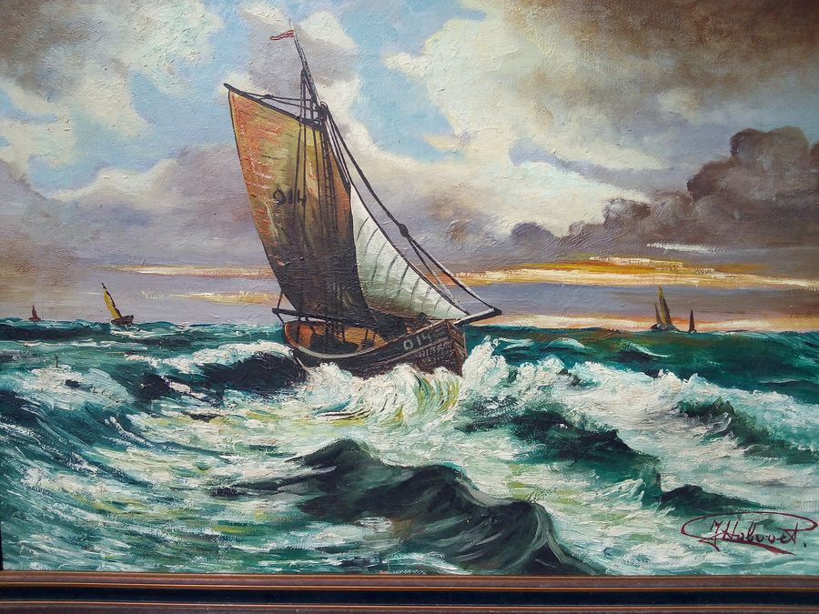 Antique Oil painting on canvas signed, mid 20th, Dutch painter