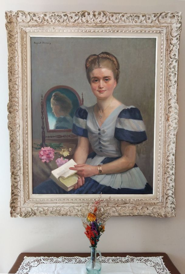 Oil painting on canvas by Raymond Lheureux (1890-1965), 'Françoise', daughter of the artist circa...