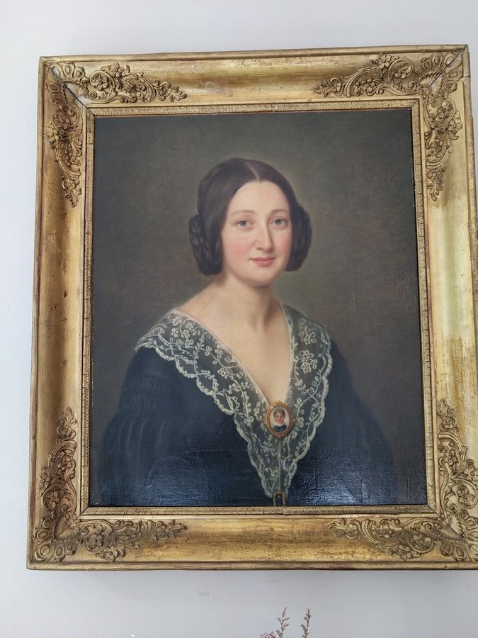 Antique Oil painting on canvas signed A.Limal, dated (18)89, portrait of 'Félicie Cousin'