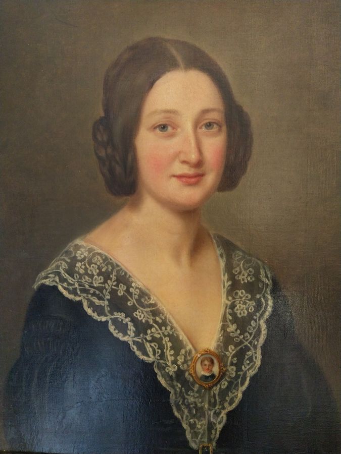 Antique Oil painting on canvas signed A.Limal, dated (18)89, portrait of 'Félicie Cousin'