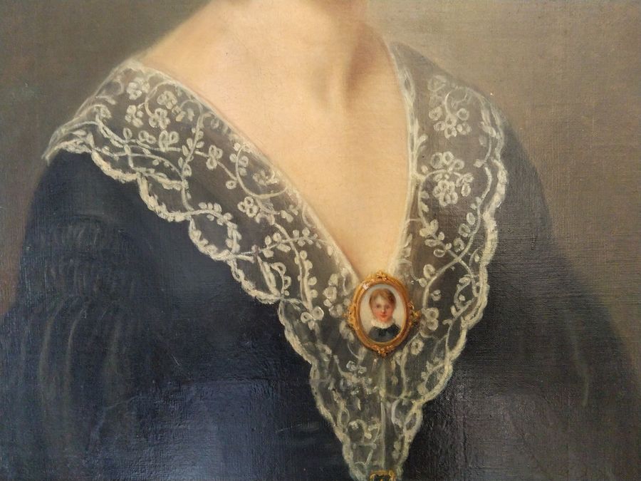 Antique Oil painting on canvas signed A.Limal, dated (18)89, portrait of 'Félicie Cousin'